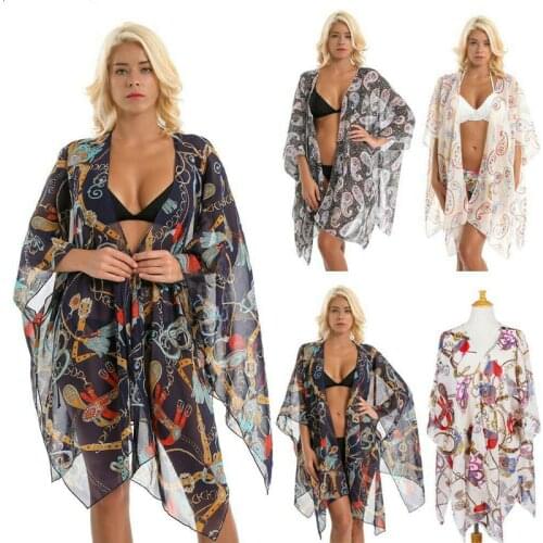 Summer Beach Ladies Women Printing Bikini Cover Up Boho Shawl Bathing Suit Beach Holiday Cover Up Beach Woman Bikini Cover Up