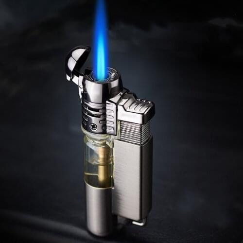 Metal Windproof Classic Fashion Visible Gas Turbo Lighter Outdoor Portable Ignition Tool Cigar Accessories Gadgets For Men