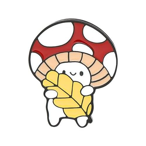 Cute Little Mushroom Brooches Wheat Ear Cartoon Pattern Enamel Pin Plant Children Pins Badges Gift for Kids Friends Jewelry Gift