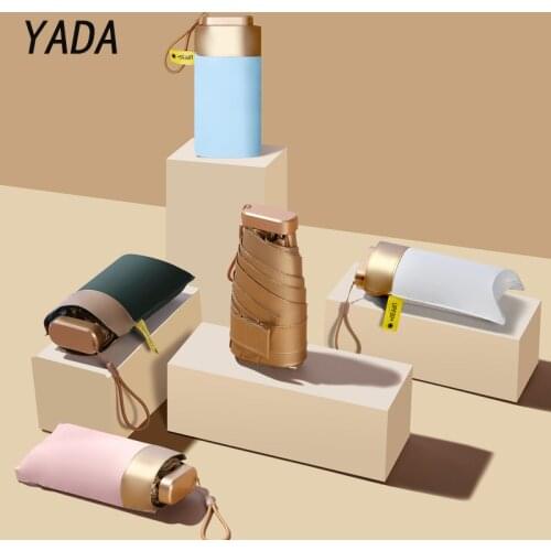 YADA Flat Cute Mini Umbrella Five Folding UV Luxury Umbrella Rain Women Portable Summer Outdoor Pocket Sun Umbrella Girls Gift