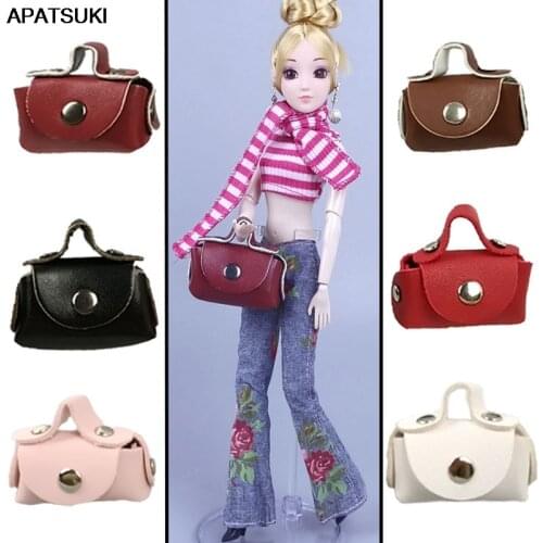 8pcs/lot Fashion 1/6 Doll Accessories For Barbie Doll Handbag Lady Leather Bag Purse Accessories for Barbie Dollhouse Kids Toy