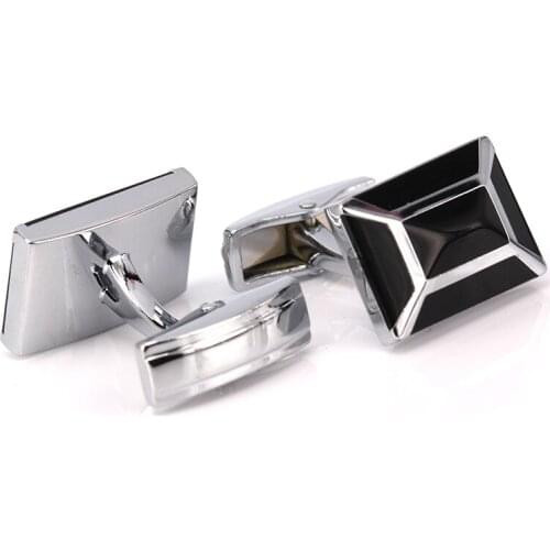 Fashionable Stainless Steel Cufflinks Wholesale Gentlemens Wedding Suit Cufflinks Delicate Black pyramid Cufflinks