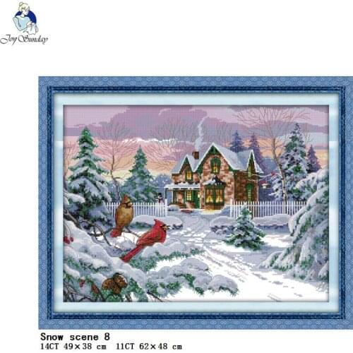 Winter snow scene Cross stitch kits Aida 14CT 11CT count canvas printing embroidery set DIY Needlework Home decoration painting