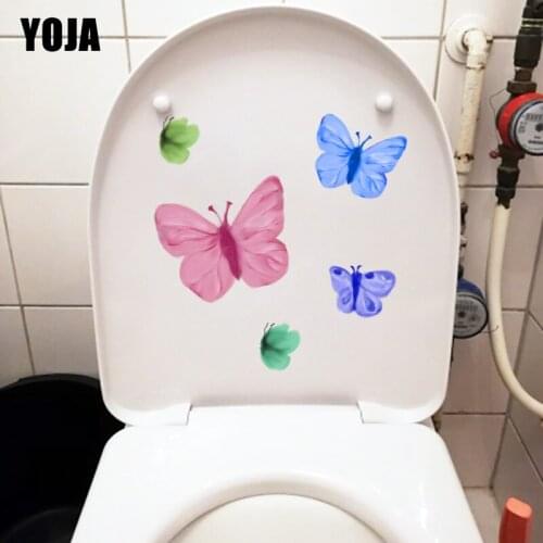 YOJA 22.2X22.8CM Flying Butterfly Lovely Cartoon Wall Stickers For Kids Rooms Creative Toilet Decal T1-2125