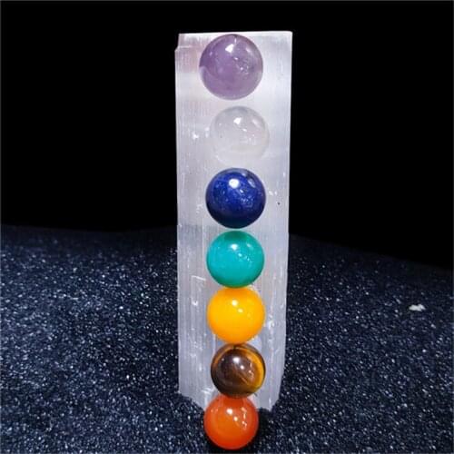 Natürliche Selenite Grobe Sticks Mit 7 Chakra Round beads Mineralien Probe Healing Geschenk