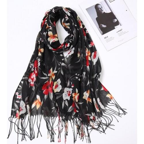 2020 Newest Floral Printing Scarf Hijab Cotton Ladies Big Size Shawls Fashion High Quality Muslim Head Wraps Turbans 1PC Retail