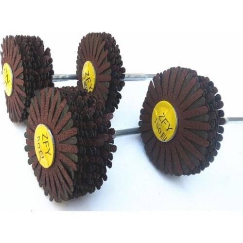 New 80*28mm 80#-400# Mounted Emery Wire Grinding Wheel Radial Abrasive Polishing Brush for Wood Irregular Surface Finish