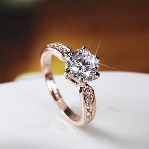 New fashion temperament luxury water crystal ring wedding opening copper plated ring zircon ring B0149