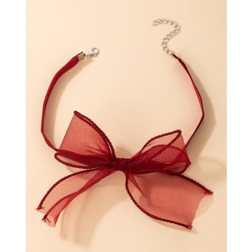 New Girl Red Black Bowknot Choker Necklaces for Women Yarn Velvet Necklace Bridal Night Club Wedding Party Jewelry Gift