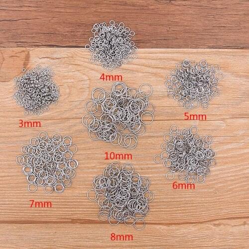 100PCS 9 Size Stainless Steel Open Ring For DIY Necklace Bracelet Chain Fashion Jewelry Making Findings