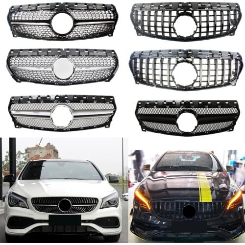 Car Front Racing Billet Bumper Grille Cover For Mercedes Benz W117 CLA Class 2017 2018 2019 GTR Diamond