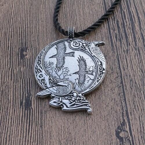 10pcs lanseis Odin Raven Pagan Symbol pendant Viking men Norse Gods necklace Celt Norse Rune jewelry