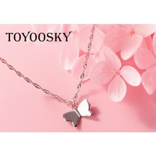Real 925 Sterling Silver Lovely Sweet Insect Butterfly Pendant Clavicle Necklace For Women S925 Jewelry Birthday Gift