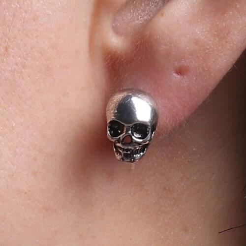 Punk 3D Skull Head Hip-hop Stud Earrings Unisex Fashion Jewelry Skeleton Earring