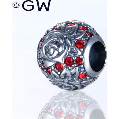 100% Sterling Silver Charms Rose Symbols Charm Fit European Brand Original Bracelet Jewelry Making Valentines Day Womens Gifts