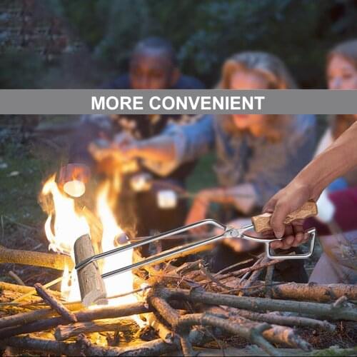 Campfire Tongs Log Grabber Firewood Fire Pit Tool Camping Fireplace Tongs
