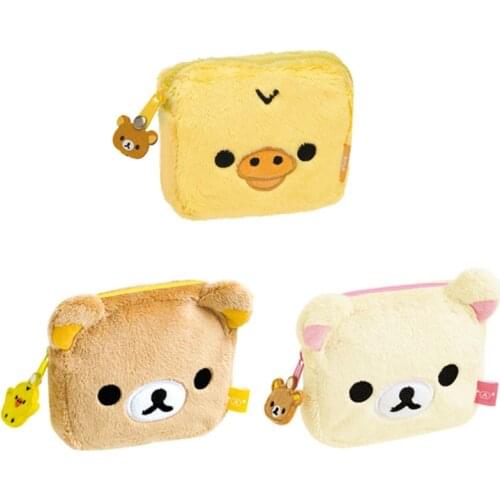 Cute Rilakkuma Plush Coin Purse Kawaii Wallets Women Korilakkuma Bear Kiiroitori Chick Mini Small Coin Pouch Storage Money Bag