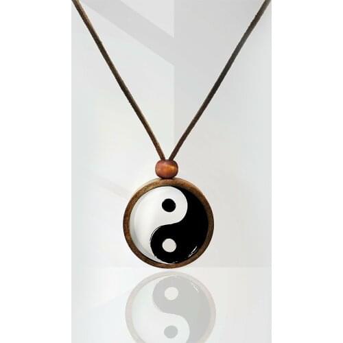 Symbols Theme Handmade Wooden Women Necklaces Cute Jewelry Accessories Sign Of The Cross Peace Token Yin Yang Infinite Colorful
