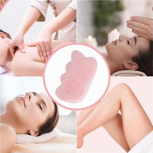 Rose Quartz Jade Guasha Scraper Natural Stone Board Skin Care Tools for Face Neck Back Body Massage Pressure Therapy