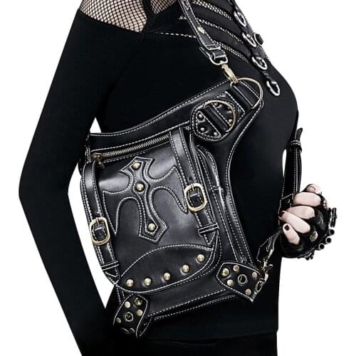 Steampunk Waist Leg Bags Women Victorian Style Biker Bag for Female Motorcycle Thigh Hip Hop Belt Packs Messenger Shoulder Purse