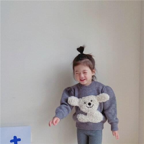 Sweater O-neck Collar Full Sleeve Solid Pullover Cotton New Fashion Warm Cute Simple Comfortablle Spring Autumn Kids Girls