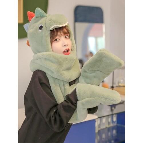 2020 warm cartoon hat, girls autumn and winter sweet lovely scarf, Korean earmuffs, windproof antifreeze one-piece kit