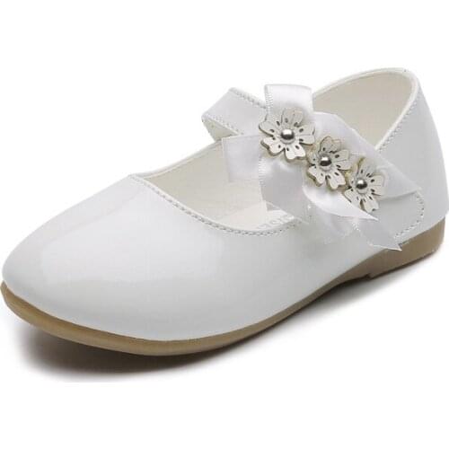 1-7T white little Baby Girls Leather Shoes Girls Kids Flower Princess Shoes Cocktail Party Shoes For Girls Wedding Dress Shoes