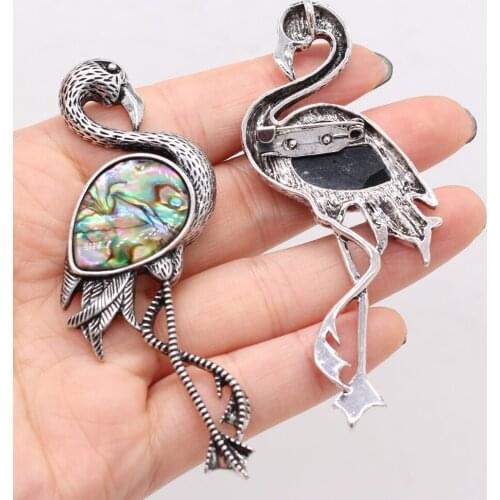 Womens Brooch Natural Stone Pendant Ostrich-Shaped For Jewelry Making DIY Necklace Bracelet Clothes Shirts Accessory