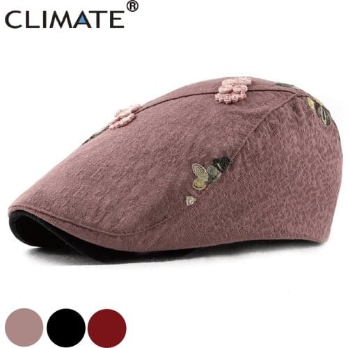 CLIMATE Women Flat Cap Chinese Style Beret Hat Fashion Floral Cap Beret Woman Flower Pretty Berets Flat Caps Beret Hat Chinese
