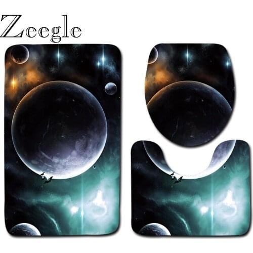 Zeegle Bath Mat Set Anti Slip Bathroom Shower Mat Absorbent Toilet Pedestal Rug Foot Mat Flannel Washable Soft 3pcs Toilet Set