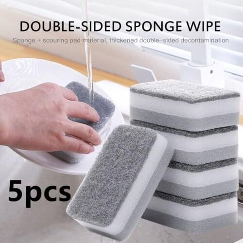 5pcs Cleaning Sponge Cleaning Cloth Dish Bowl Washing Sponge Kitchen Pot Pan Scouring Pad Window Clean Cloth Kitchen Accessories