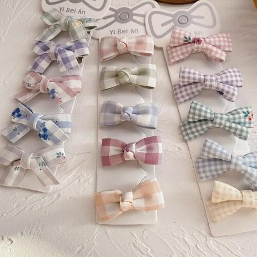 5 Pcs/set Bows Baby Girl Hair Clips Plaid Barrettes Kids Girls Hairpins Children Hair Clip Baby Headband Accessories