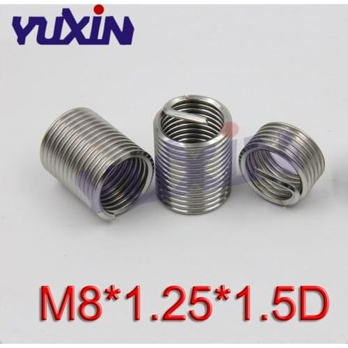 50pcs M8*1.25*1.5D Wire Thread Insert Stainless Steel 304 Wire Screw Sleeve M8 Screw Bushing Helicoil Wire Thread Repair Inserts