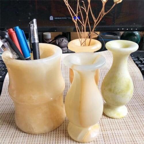 Afghanistan Jade Vase Natural Green Jasper Quartz Stone Jardiniere Crystal For Flower Home Decoration Birthday Gifts