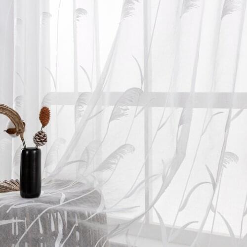 Elka White Gauze Embroidered Gauze Simple Water Ripple Tulle Balcony Bay Window Living Room Bedroom Window Screen Curtain Drapes