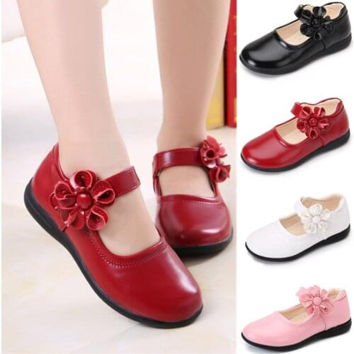 2019Flower Girls Shoes Spring Autumn Princess Lace PU Leather Shoes Cute Bowknot Rhinestone For 3-11 Ages Toddler ShoesEUR26-38