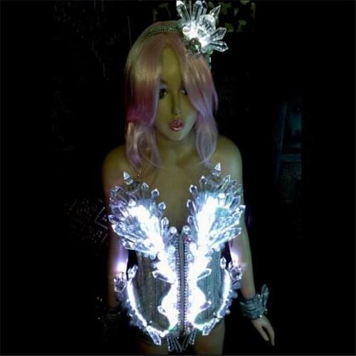 FS001 Ballroom dance led light costume stage show wears catwalk performance robot outfit RGB colorful dresses clothe party event