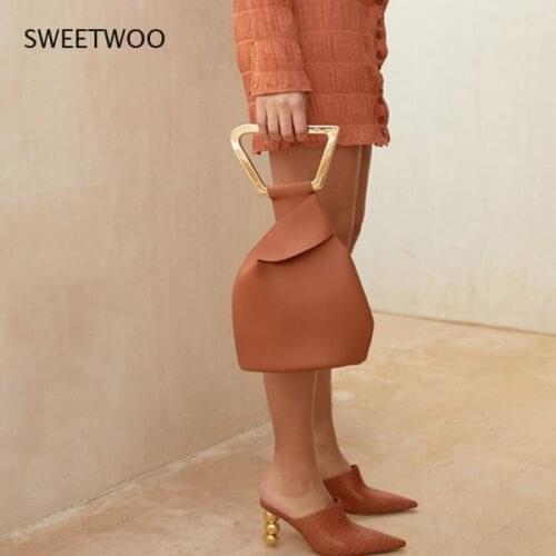 Personalized Acrylic Handle Womens Handbags High Quality PU Solid Women Hand Bags Summer Irregular Bucket Bags Purses 2021 NEW