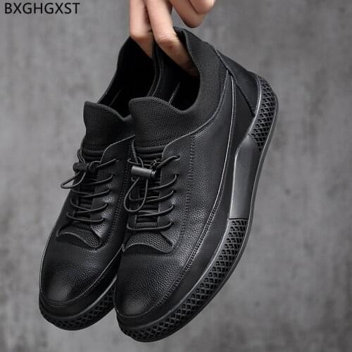Leather Casual Shoes Men Sock Shoes for Man 2021 Black Mens Shoes Casual Men Sneakers Zapatillas Hombre Chaussure Homme Sapato