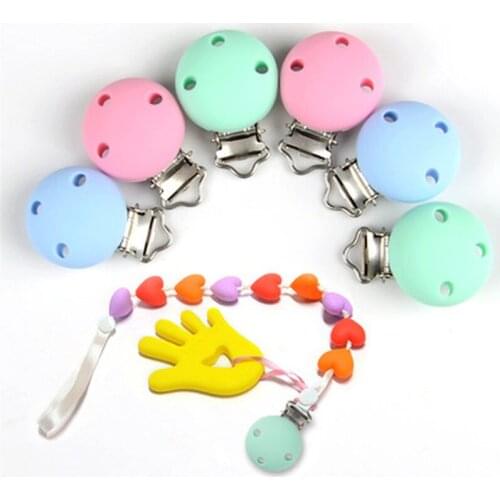 Round/Heart Silicone Clip Pacifier Clip BPA-Free Silicone Dummy Baby Pacifier Chain DIY Accessories Pacifier Chain Accessories