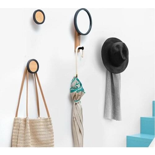 LCH Nordic Style Real Wood Clothes Hook Keys holder Cupboard Handle Door Pull Handles Brass Color Entryway Wood Hook entryway