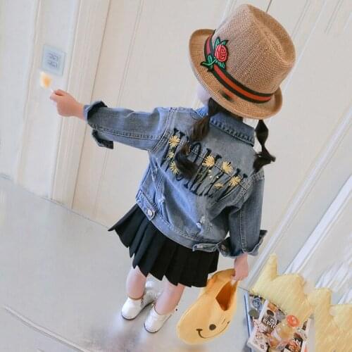 1 2 3 4 5 Y Toddler Girls Jackets Korean Fashion Denim Jacket for Girls Kids Clothing 2019 Autumn High Quality Baby Child Coats