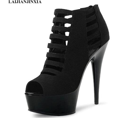 LAIJIANJINXIA New Women Shoes Sexy 15cm High Heels Pole Dance Boots Night Club Party Platform Ankle Boots Chelsea Boots