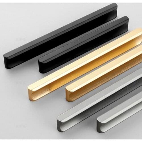 Brushed Gold/Black/Gray Aluminum Alloy Handles for Furniture Door Cabinet Handle Knobs Kitchen Bedroom Pulls Hardware