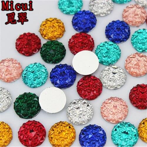 Micui 200pcs 10mm Round Resin Rhinestone Crystal Stone Rhinestone applique flatback For DIY Wedding Crafts Decoration ZZ695