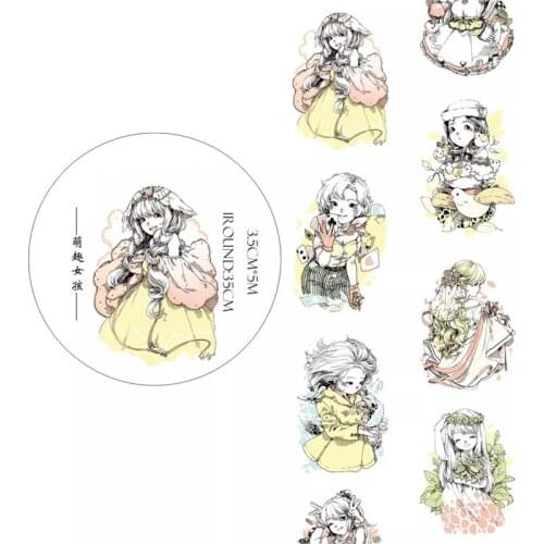 2020 Cute Facetious Girls Washi Tapes Bullet Journal Masking Tape Adhesive Tape DIY Scrapbooking Washi Stickers