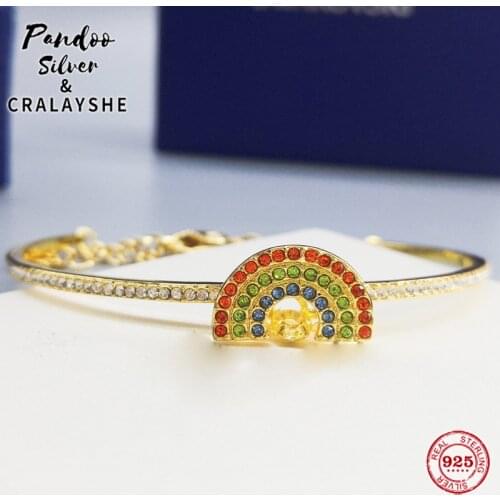 Trend S925 Sterling Silver Jewelry 1:1 Copy, SPARKLING DANCE Cuty Rainbow Bracelet WholeSet Gift For Women With Logo