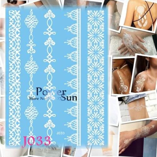 Fashion Bracelet White Henna Lace Tattoo Women Body Art Temporary Tattoo Paste 20x15CM Waterproof Fake Tatoo Jewelry Arm Leg