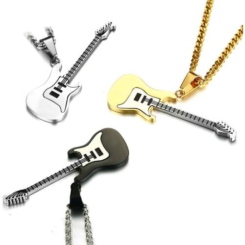 2020 Mens necklaces jewelry on the neck mens neck chains Mens neck chain on neck hip hop Rock guitar necklace men punk stly