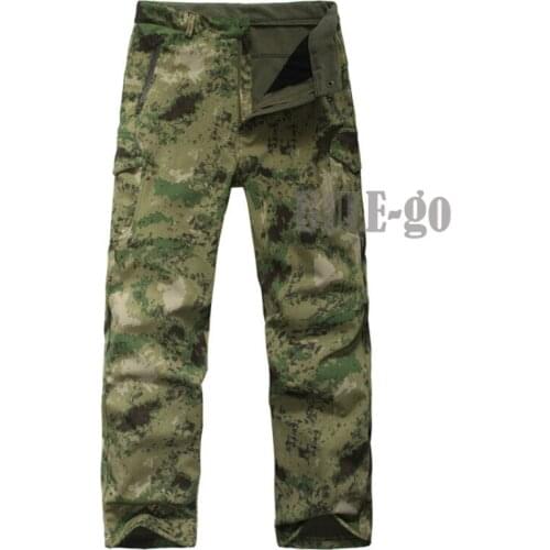Military Mens Outdoor Sports Hiking Climbing Hunting Shark Skin Pants Soft Shell Fleece Warm Trousers Military Army Gear